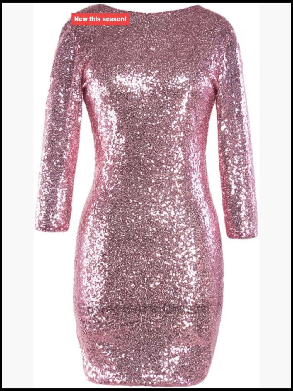 Sequin Bodycon Dress V-Neck Long Sleeve Sparkle Cocktail Party